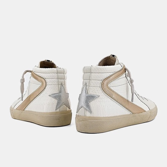 ShuShop Shoes - ShuShop Rooney - Bone Snake High Top Sneakers